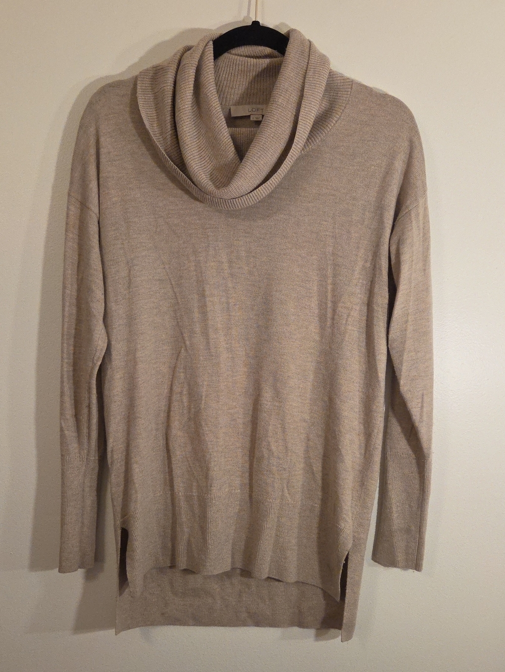 LOFT Beige Cowl Neck Sweater Tunic Women'a Size S